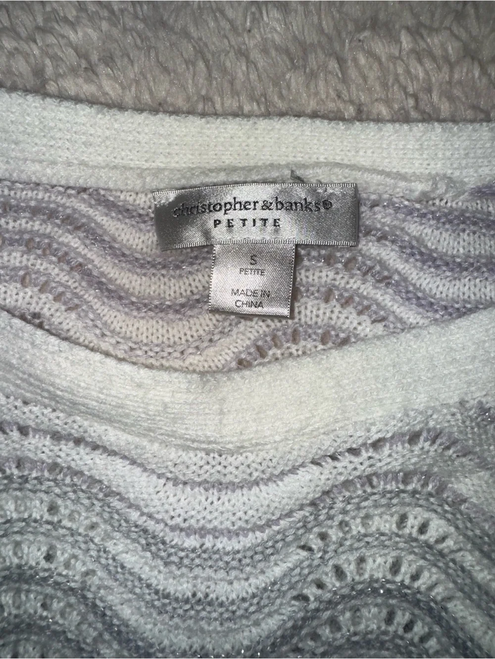 Christopher & Banks Petite Y2K Ombré Open Knit Sweater 🤍🩶🪻